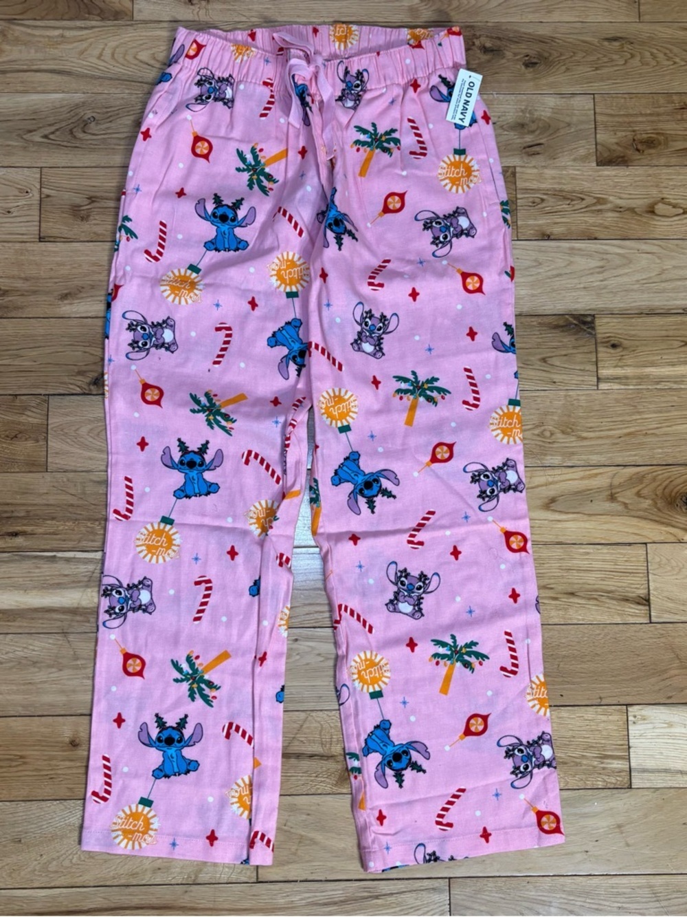 Disney Stitch Christmas Pajama Pants Pink Holiday Sleepwear NWT
